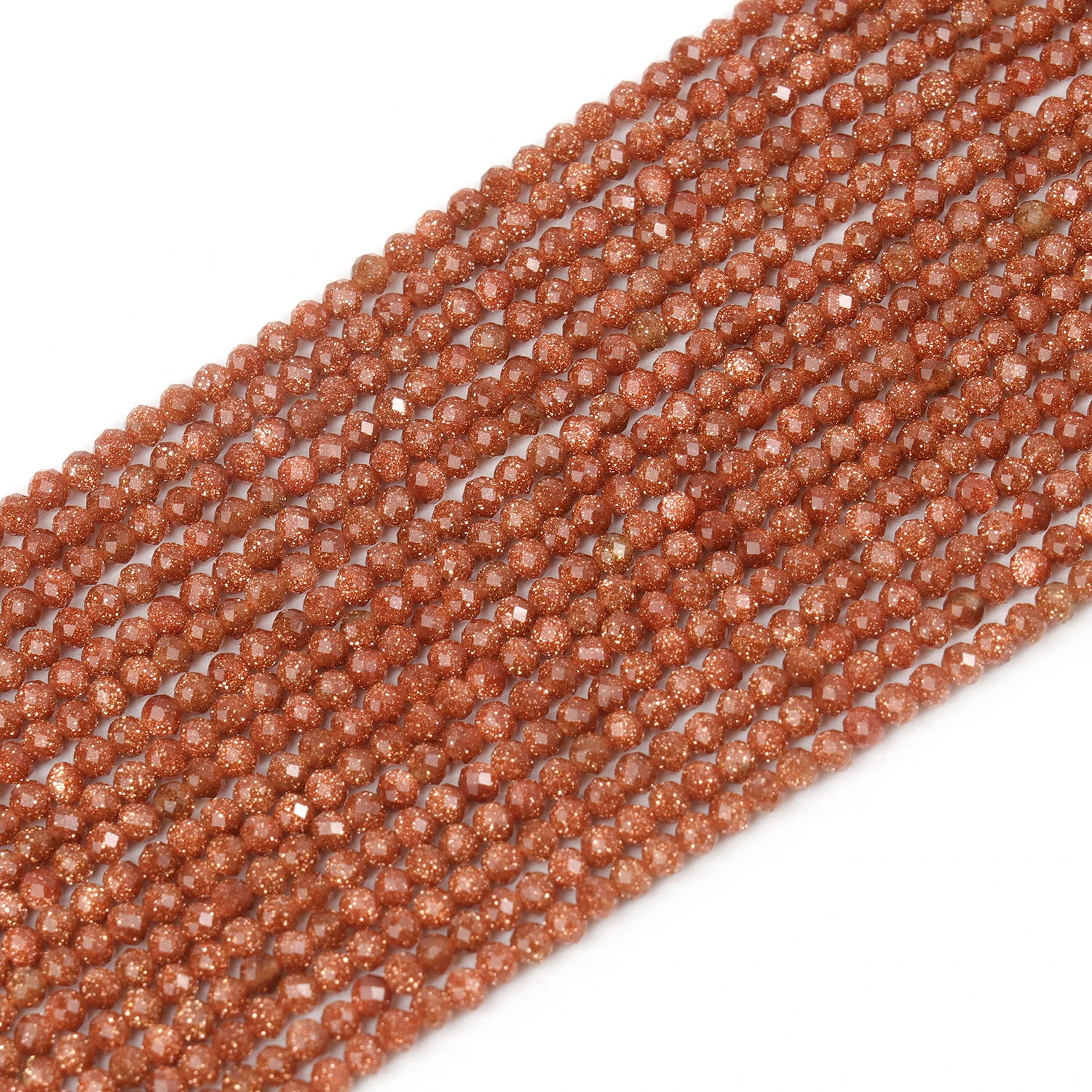 Faceted Natural Stone Beads 2/3/4mm Gold Color Sand Stone Loose Bead  Charms Jewelry Make Tiny Beadwork DIY Bracelet Finding 15\'