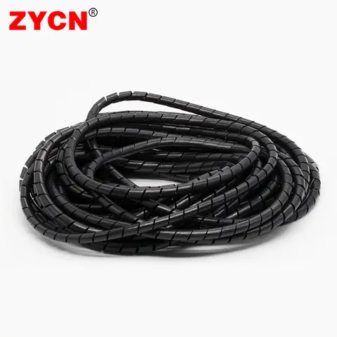 4x25Meters 30x1.5m Spiral Wrap Sleeve Tube Cable Protector Band Winding Pipe Transparent/Black Wire Organizer Plastic Sheath