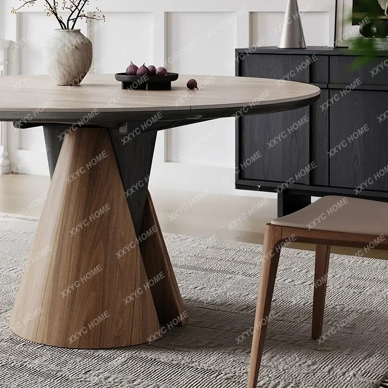 LSlate variable telescopic small apartment household antique style square and round dual-purpose dining table