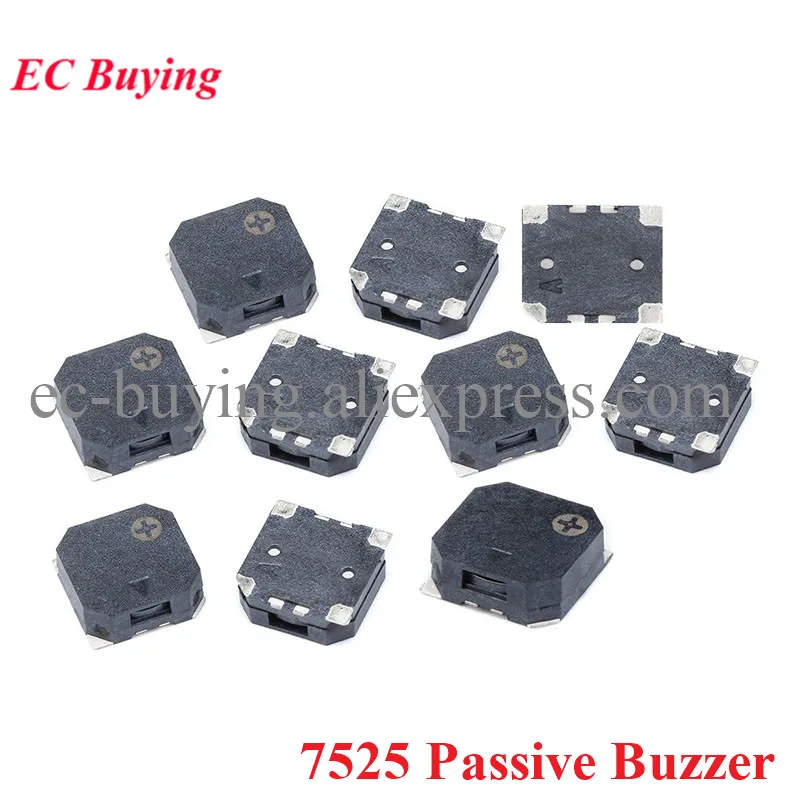 100pcs/lot 7525 SMD Passive Buzzer 7.5*2.5MM 3.6V 18R 18 ohm 80dB Magnetic MINI Passive Piezo Buzzers Loudspeaker Electronic Kit