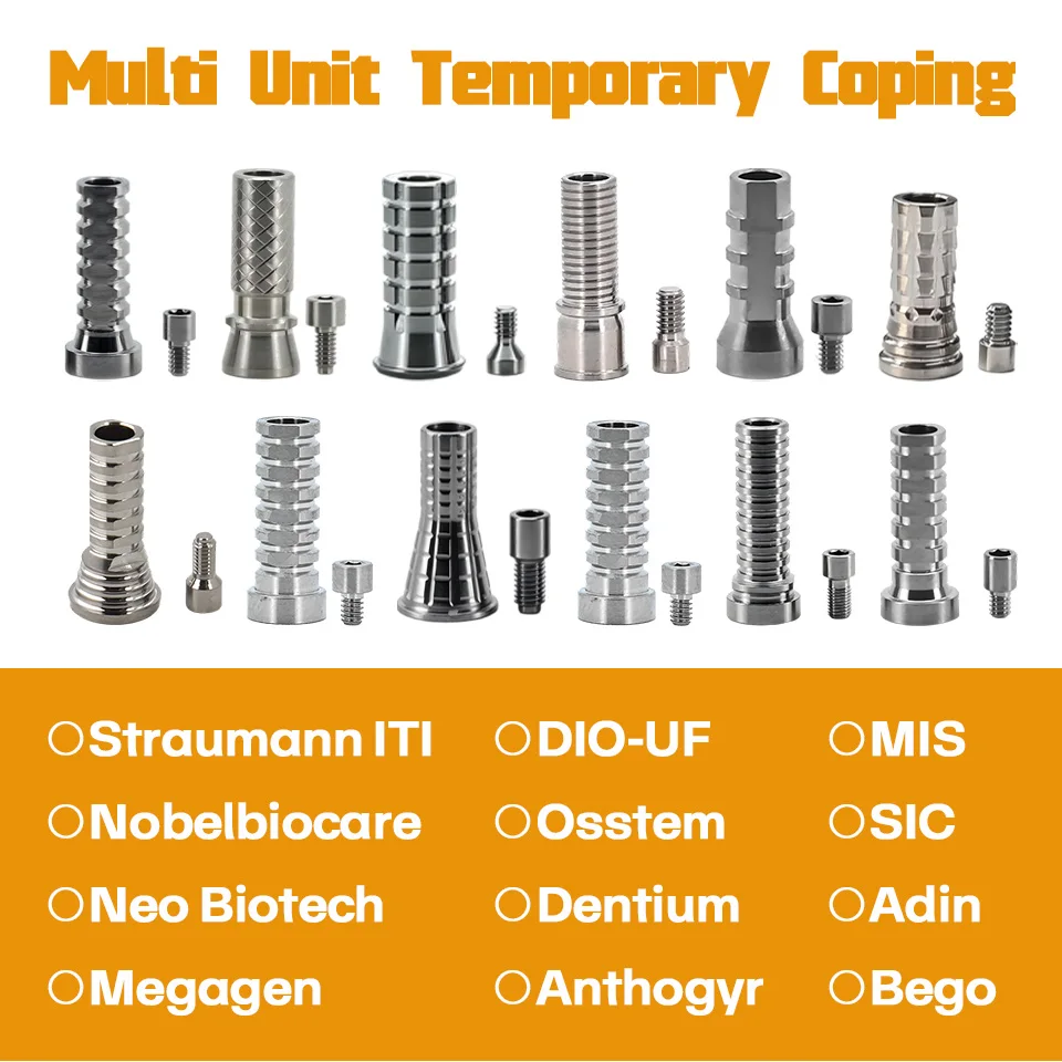 Dental Implant Multi Unit Temporary Sleeve Coping 10pcs Screw Abutment Fit Anthogyr Osstem Dentium Bego Straumann Lab Tool