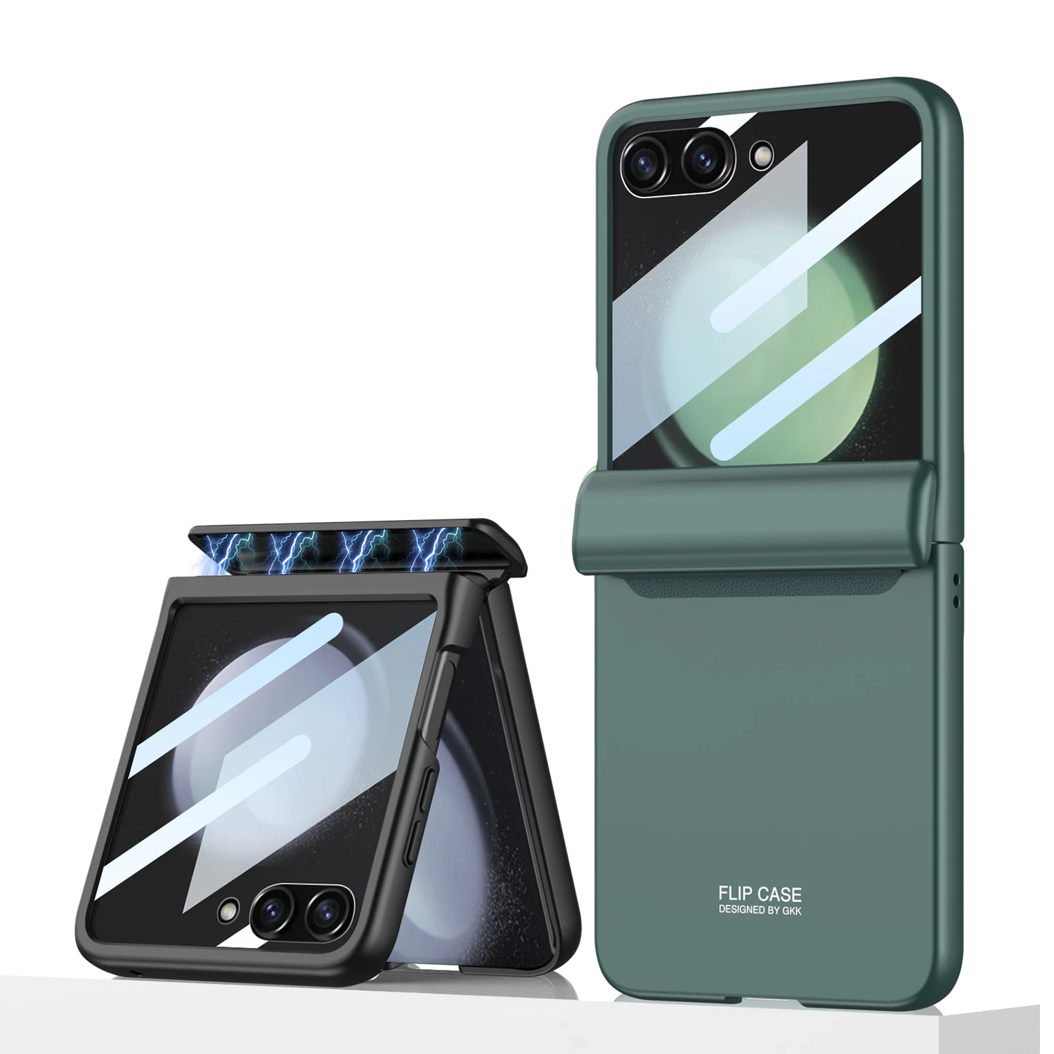 

Чехол для Samsung Galaxy Z Flip 5, приятный для кожи Матовый Магнитный шарнир с большой зеркальной пленкой, полноразмерный противоударный жесткий чехол
