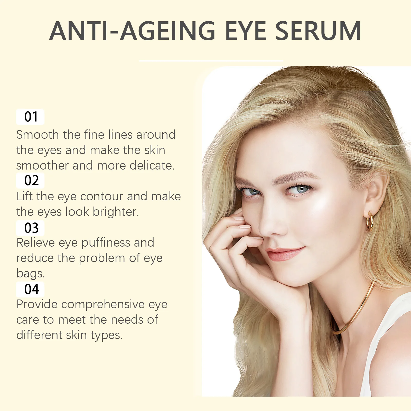 Firming Eye Serum Anti-Wrinkle Fine Lines Smooth Nourish Massage Enhance Elasticity Lightweight Moisturizing Eyes Area Skin Care