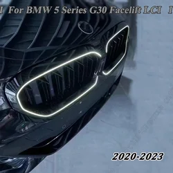 Gloss Black Double Line LED Grille For BMW 5 Series G30 G31 G38 Facelift LCI 2020-2023 Front Bumper Kidney upgrade Accessories