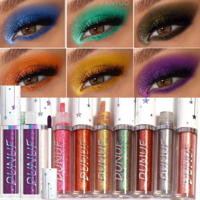 24 Colors Pearlescent Liquid Eyeshadow Glitter Highlighter Chameleon Eye Shadow High Shine Long-Lasting Smudged-Proof Eye Makeup
