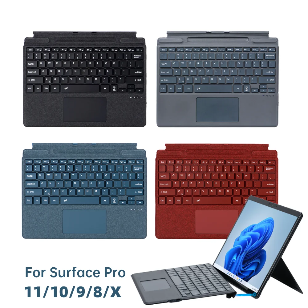 

Magnetic Keyboard for Surface Pro 11/10/9/8/X Slim Bluetooth Wireless Keyboard With Touch Pad, Pen Slot, Backlight,Type C Charge