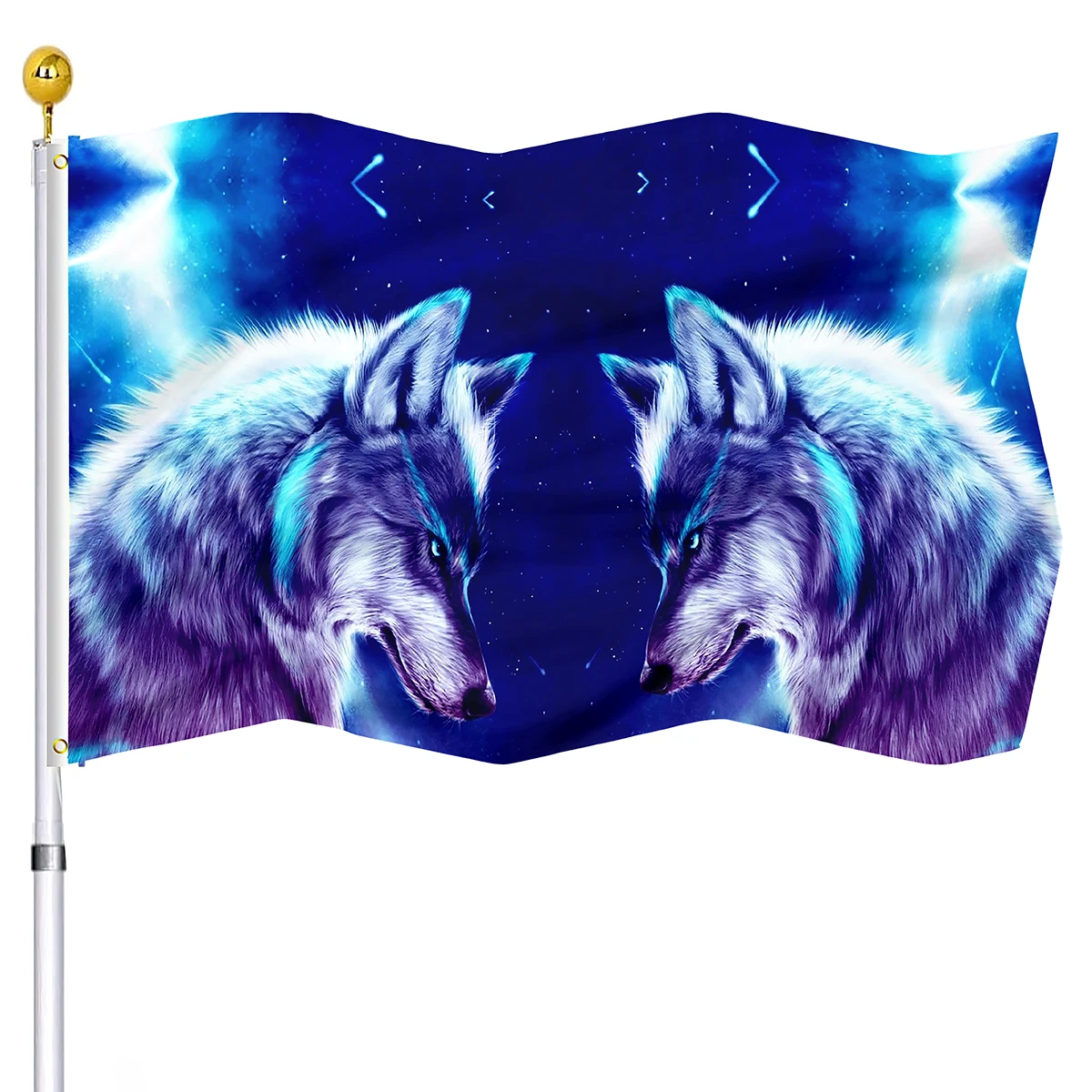 

Cool Wolf Flag Fantasy Animals Vivid Color Double Stitched Flags Banners with Brass Grommets College Dorm Outdoor Decorations