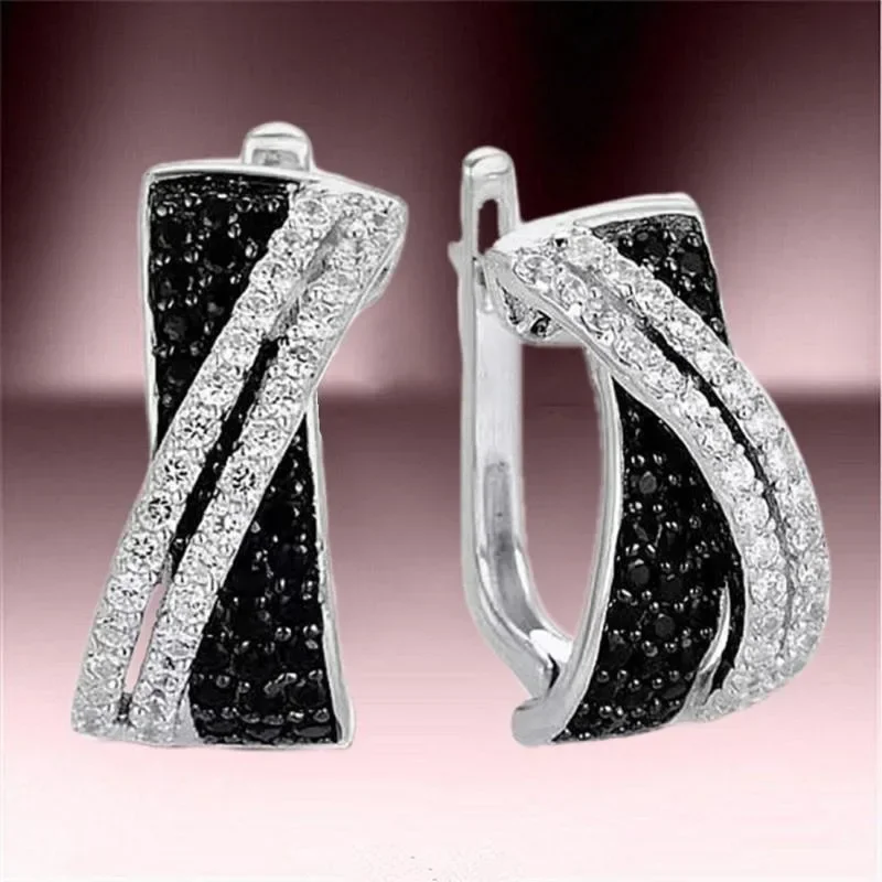 High End Exquisite Cross Fashion Zircon Earrings, South Korea East Gate Temperament  Ear Buckle, Unique Design Earrings