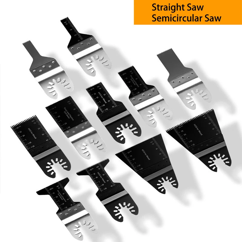 Multifunctional Cutting Grinding Blades, Quick Fit Straight & Half Round Oscillating Blades, HSS Manganese Steel for Wood Metal