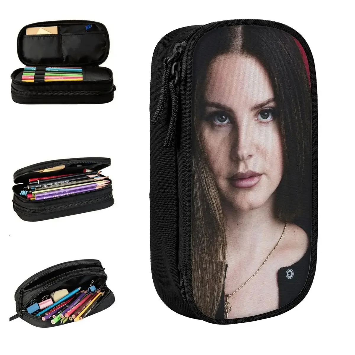 Lana Del Rey Pencil Cases Fun Pen Holder Pencil Bags for Student Big Capacity Students School Zipper Pencilcases