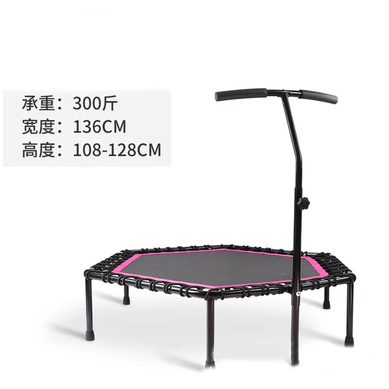 48-Inch fitness trampoline with adjustable handle rod, adult silent trampoline bungee bounce jump cardio trainer workout