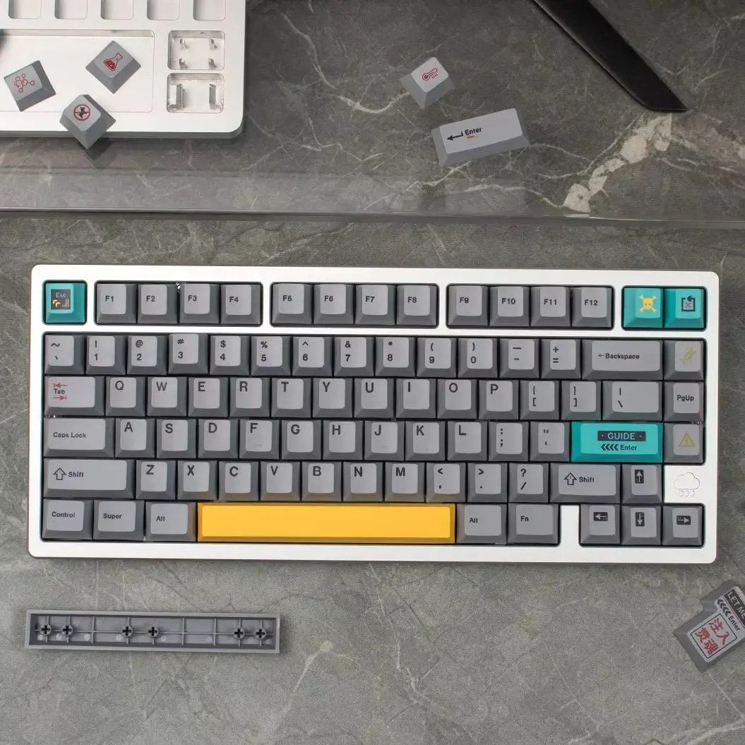 Gray PBT Keycaps Cherry profile Dye-Sublimate keycaps Custom Personality keyboard Caps For ANSI ISO Alice Mechanical Keyboard