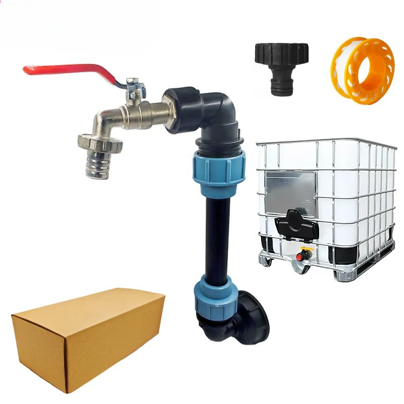 3/4 Inch Gooseneck IBC Tank Adaptor With Outlet Valve IBC Adapter Connection Kit For Tank Container Rainwater Tank