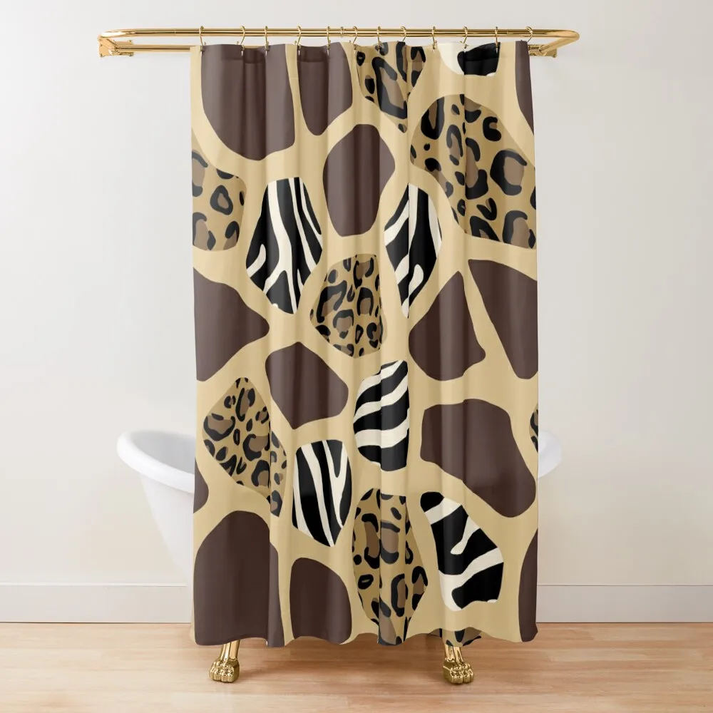 

“Safari” Animal Print Shower Curtain Anti-Mold Waterproof Shower Cute Shower Toilet Accessories Bathroom Window Curtain