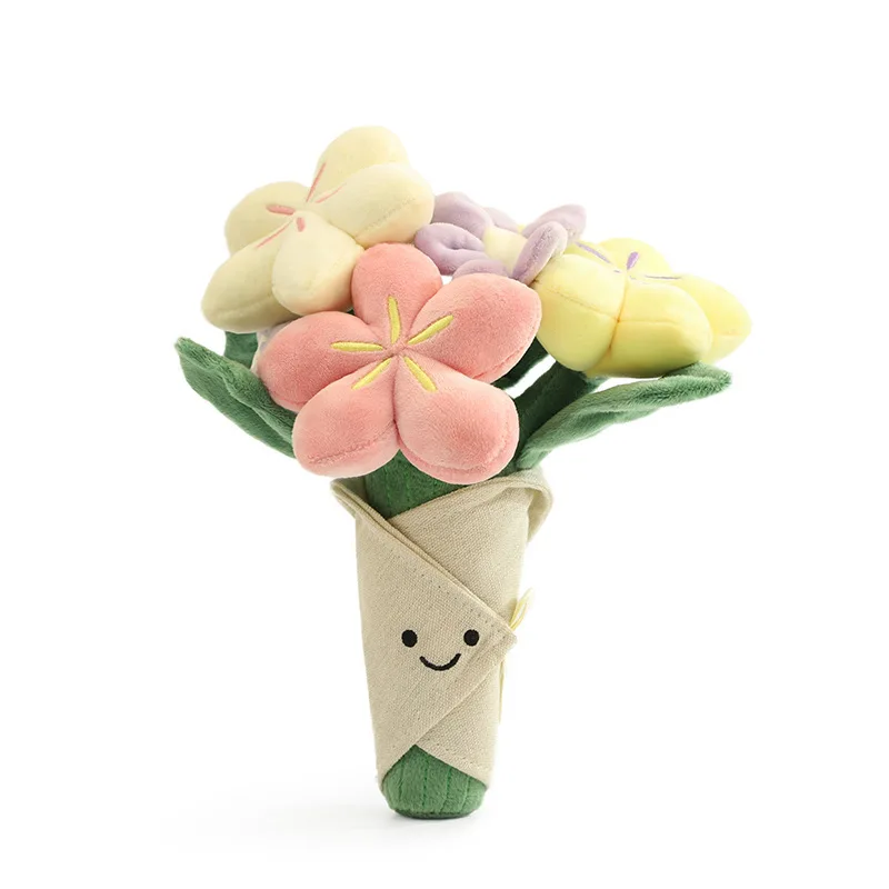 Divertido ramo de rosas de gelatina, juguete de peluche, bonita flor de peluche, muñeca de mano, adorno de escritorio, regalo