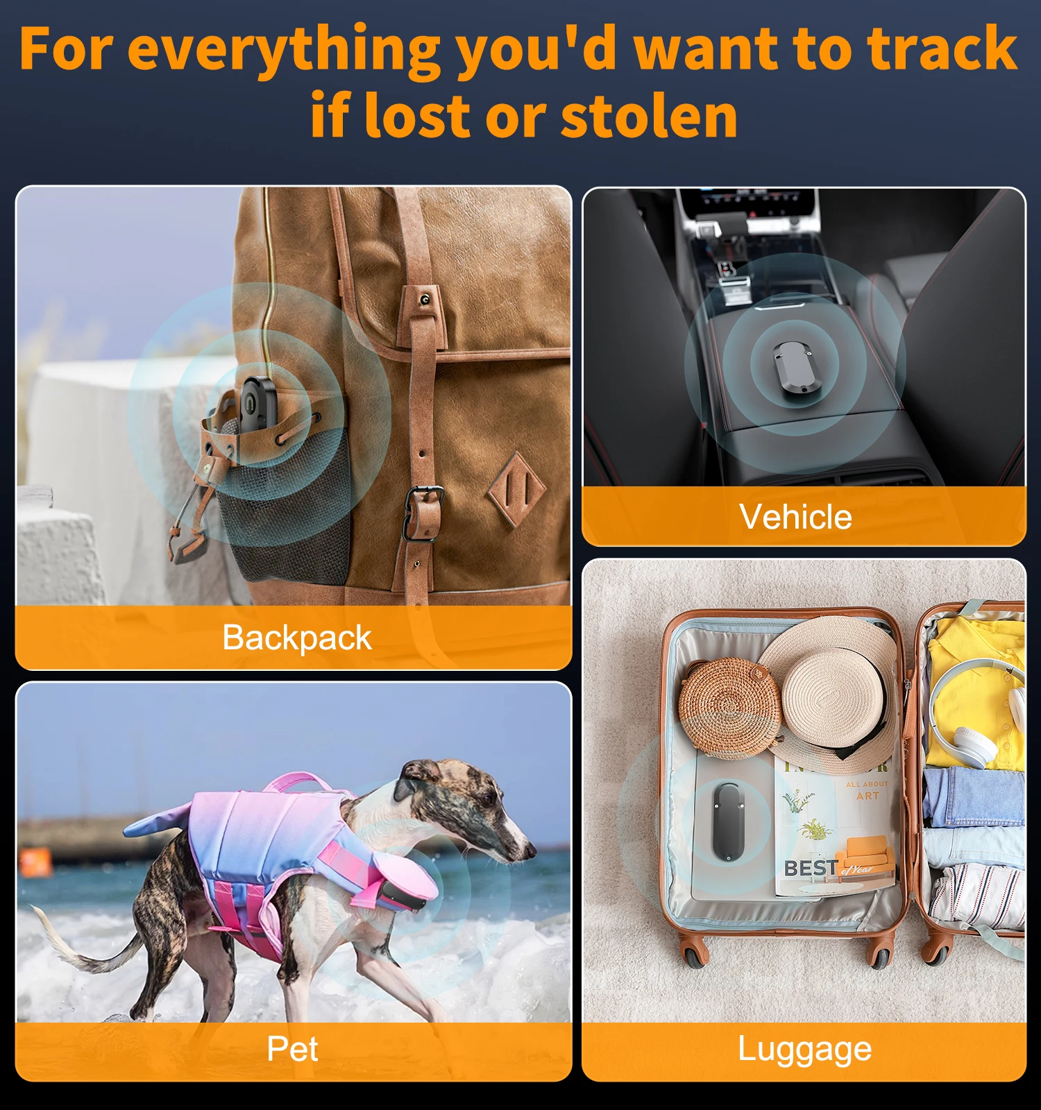 Mini Waterproof Magnetic 10 Year Extended Life Case For AirTag with Hanging and Stick CR2032 Battery Replacement Charge Case