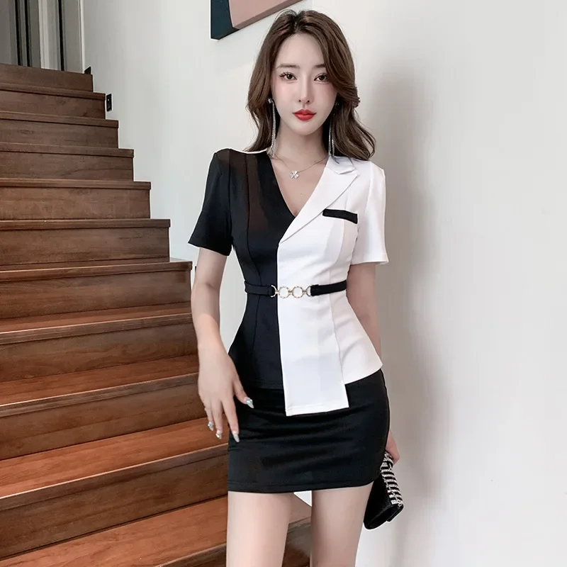 Woman Work Clothes Shirt Short Skirt Suit Hotel Waiter Beauty Salon Spa Massage Nail Cafe Foot Bath Technician Overalls Uniform