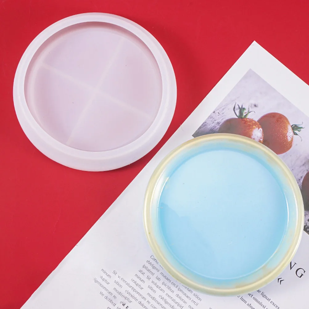 

2pcs Silicone Tray Mold Rectangle Circular Shape Diy Plate Mold For Craft Making Non-Stick Easy Demold Durable Smooth Jewelry