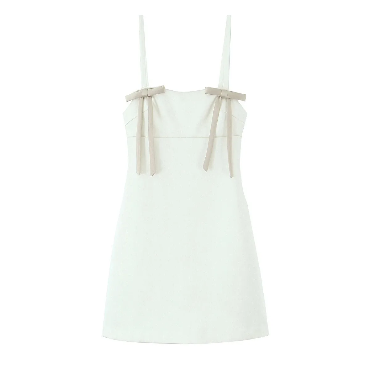 ชุดเดรสสายเดี่ยวผ้าซาตินเนื้อผ้าไหมใหม่สไตล์ยุโรปและอเมริกา ประดับโบว์