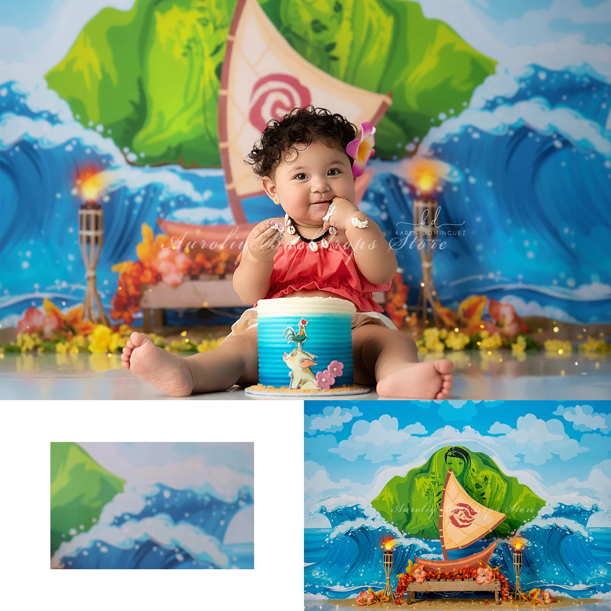 Summer Navigation Backgrounds Birthday Cake Smash Kids Adult Photography Props Child Baby Decors Coastal Edge Photo Backdrops