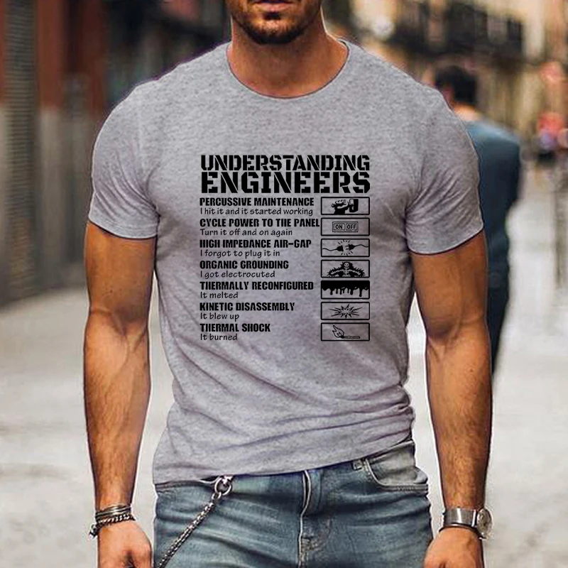 Summer Fashion Mens Clothing Engineer T-shirt Engineer Graduation Gift Engineering Retirement T Shirts Graphic T Shirts Clothes