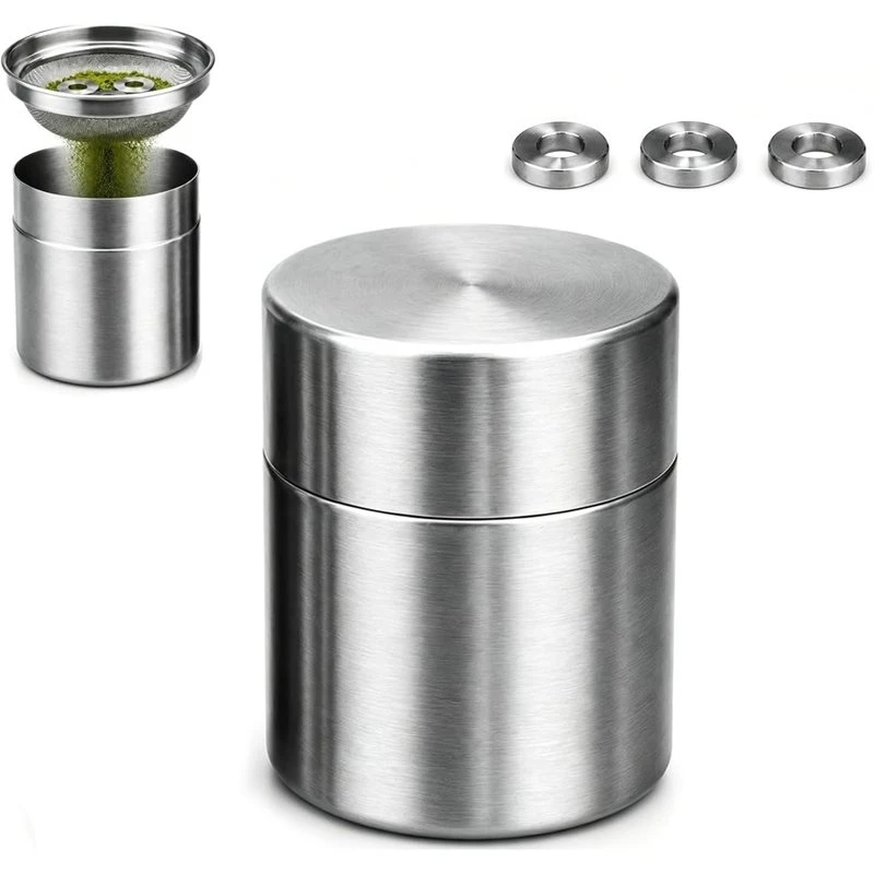 HRBAJ-1-Pack Matcha Powder Sifter And Storage Tin Set, Tea Powder Organizer For Matcha Latte, Kitchen, Tea Bar And Coffee