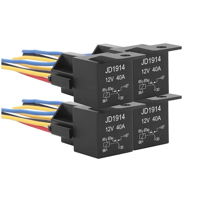 NEW HOT In Stock-For Auto Electrical Systems Compatible 4 Pack JD1914 Car Relay Kit 12V 40A SPDT 5 Pin With Interlocking Relay S