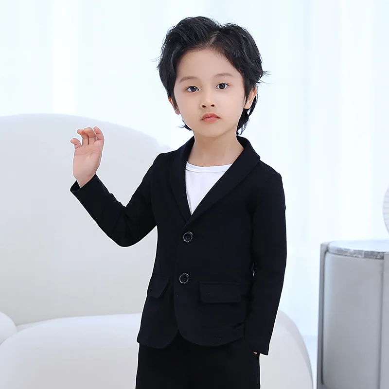 Boys Formal Blue Blazer Jacket Gentleman Kids Violin dance Show Performence White Jacket Children Wedding Birthday Party Jacket