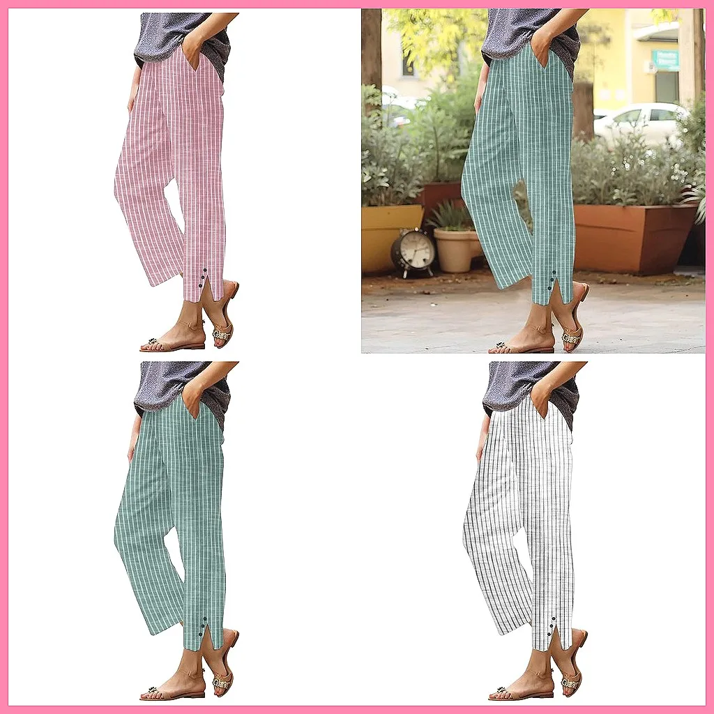 

Women's Linen Shorts Knee Length Straight Leg Summer Beach Shorts with Pockets Soft Comfy