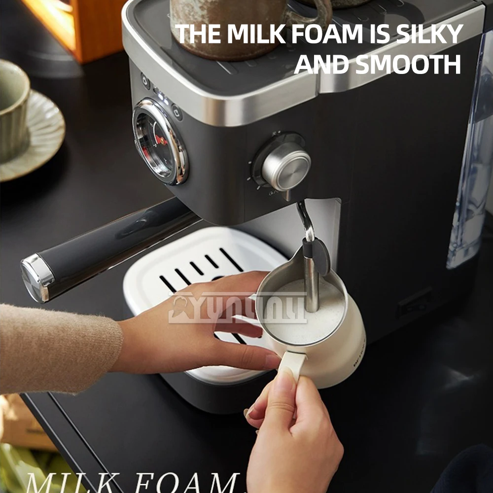 Máquina de fazer leite a vapor com extração semiautomática de alta pressão, cafeteira, temperatura visível