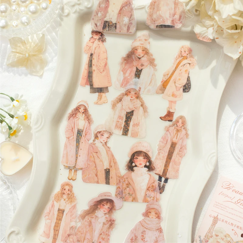 PET Retro Character Theme Stickers Pack Heartbeat Magazine Series Handmade Account DIY Decorative Cut Film Sticker Pack