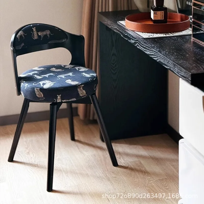Premium makeup chair master bedroom dresser chair bedroom rotating American retro dressing stool solid wood manicure stool