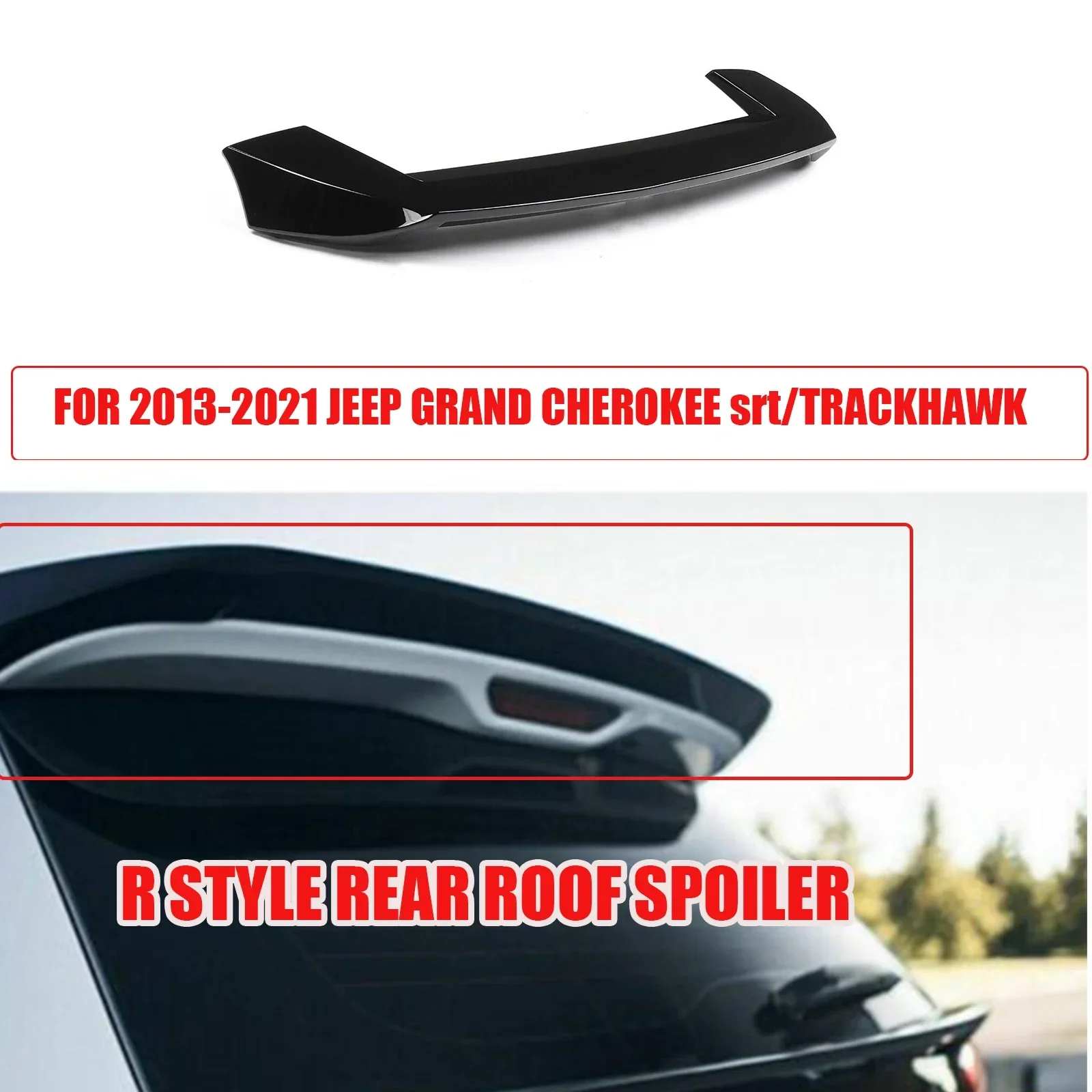 

FOR 2013-2020 JEEP GRAND CHEROKEE srt/TRACKHAWK R STYLE REAR ROOF SPOILER Carbon Fiber Look Matte Glossy Black