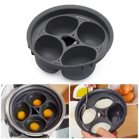 Four Grid Egg Steamer Stainless Steel Round for Poached Egg Steamed Egg Cooker Family Kitchen Cooking Tool
