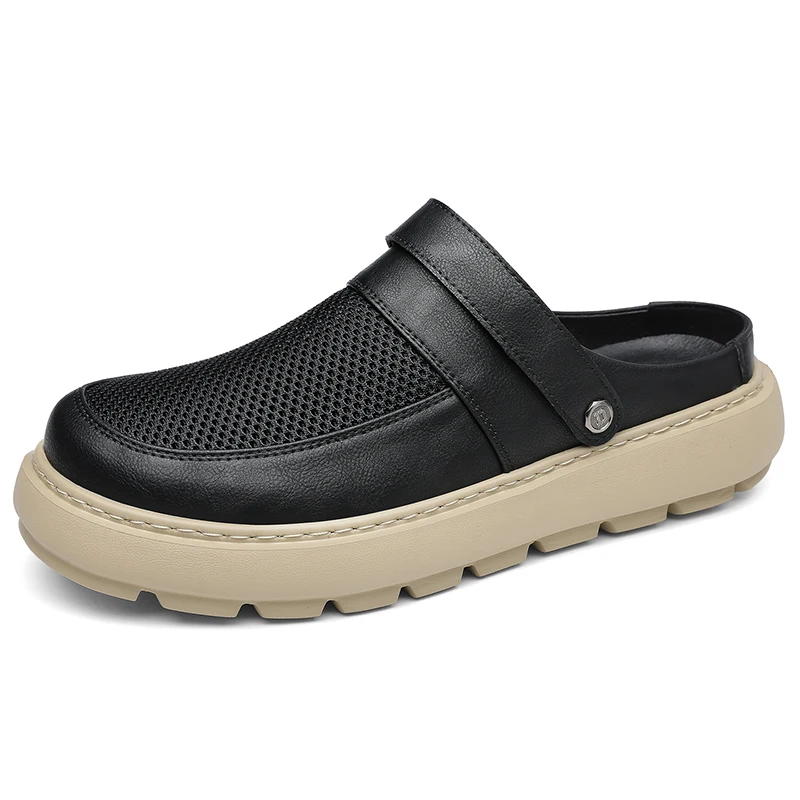 

Летние дышащие сетчатые повседневные туфли с толстой подошвой, полутапочки без задника, удобные кроссовки для мужчин