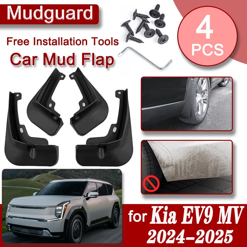 

4pcs Car Front Rear Mudguard For Kia EV9 MV 2024-2025 Mudflaps Mudguards Anti-splash Mud Flap Flares Splash Mud Guard Accessorie