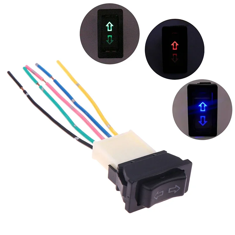 

Universal Auto Car Power Window Switch Lifting Switch 5 Pin DC 12V 20A Blue/Red/Green Light Color And Harness