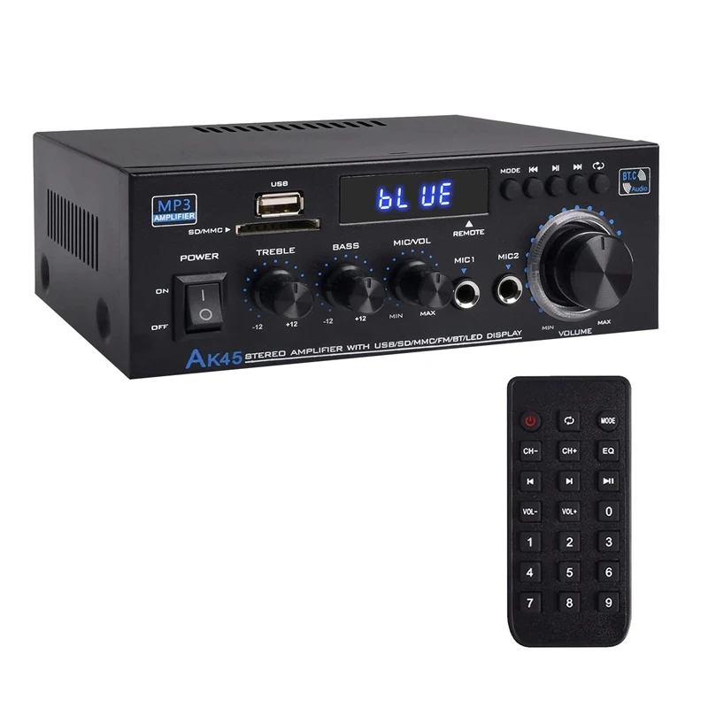 

1 PCS Stereo Audio Amplifier Receiver Bluetooth 5.0 Sound Speaker Amplifier FM Radio UK Plug