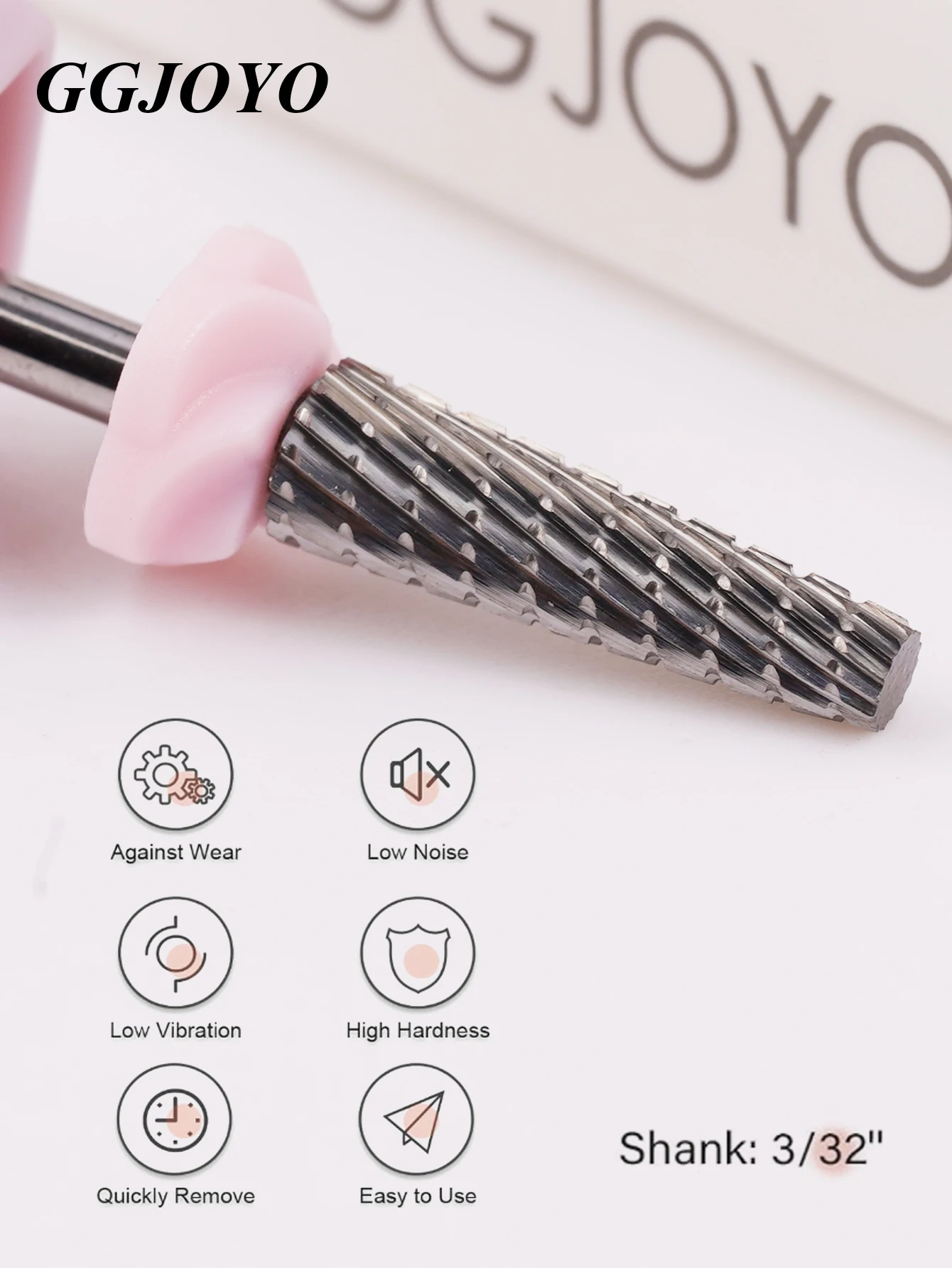 ทังสเตนคาร์ไบด์เล็บอะคริลิคเจาะบิต Professional Chrome Barrel เล็บ Bits 3/32 "ไฟฟ้าแฟ้มเล็บ Art ขัดลบ G