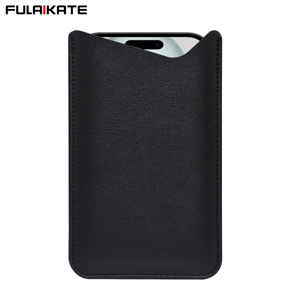 

FULAIKATE Simple Men's Soft Phone Bag for iPhone 15 Pro Max Business Universal Pouch for 14 Plus Portable Skin Clutch Holster