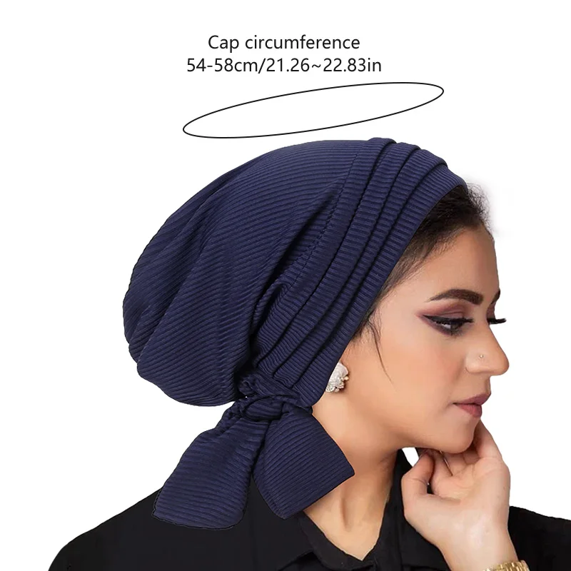 1pc Frauen Haarausfall Hut Chemo Cap Motorhaube Turban Hijab muslimischen Rüschen Plissee Schal Kopf bedeckung