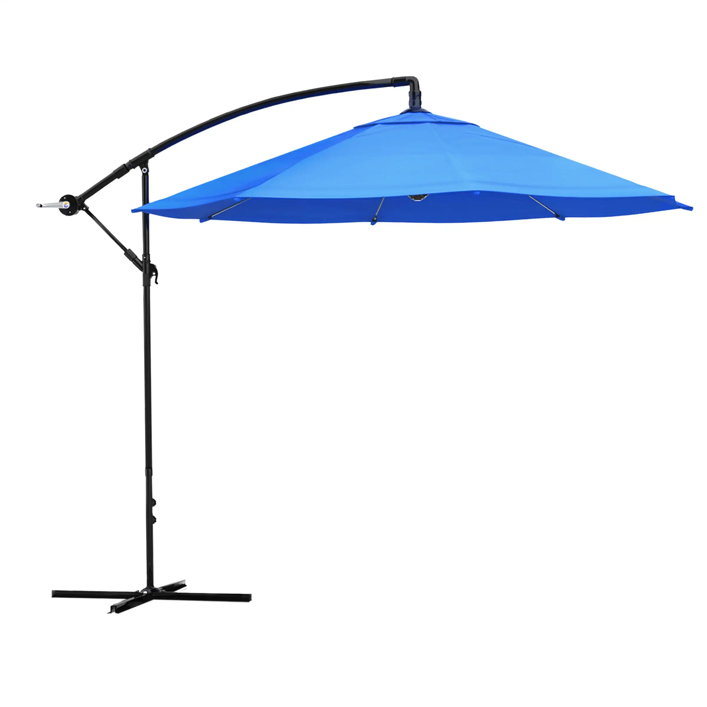 

Blue 10-Foot Crank-Up Patio Umbrella with Stand