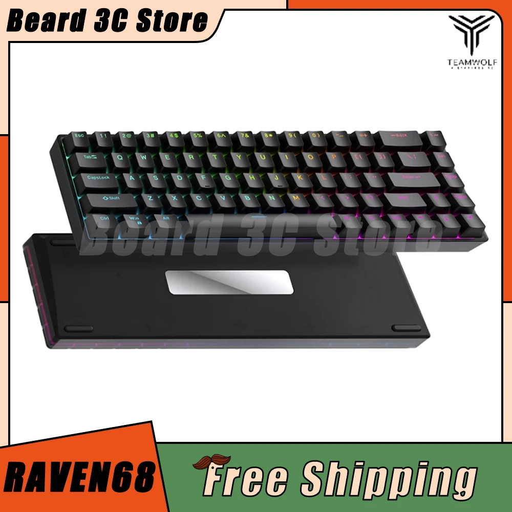 

Teamwolf RAVEN68 Magnetic Switch Mechanical Keyboard 8K Quick Trigger Wired Gaming Keyboard Custom Valorant Pc Gamer Accessories