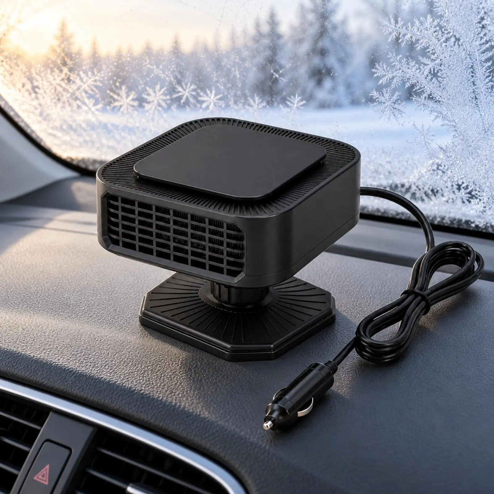 12V Vehicle Heater 150W Portable Car Warmer with Flexible Air Direction Grid Vented Design for Interior Comfort