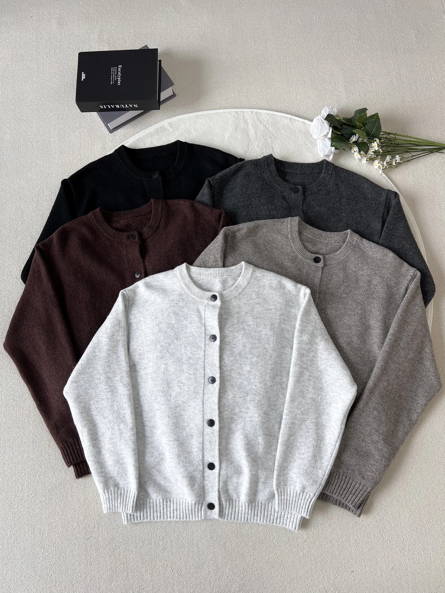 

Однотонный кардиган из смесовой шерсти, вязаный свитер для мужчин и женщин, осенне-зимний, повседневный, в стиле Cleanfit