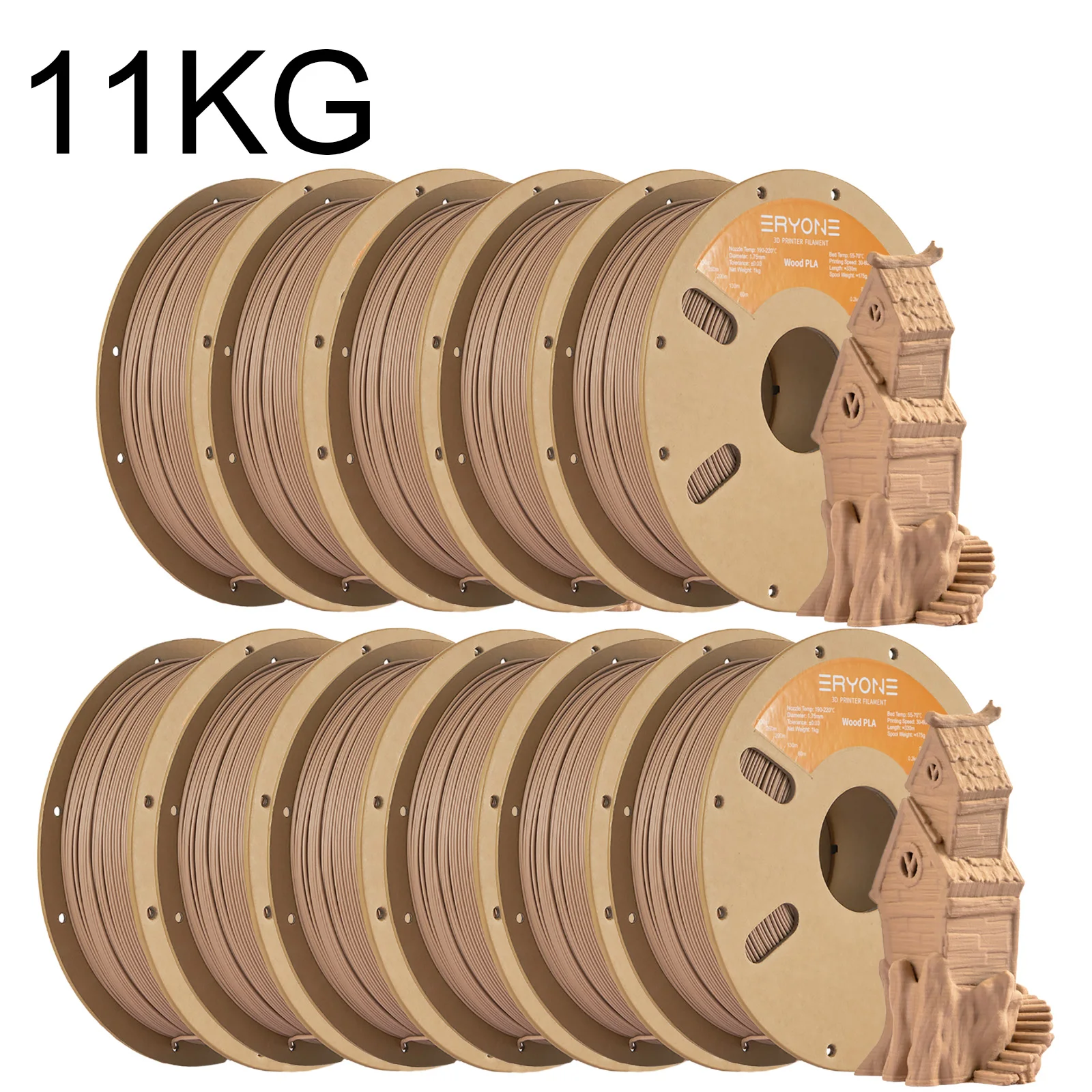 

ERYONE Wood PLA Filament 3D Printer PLA Filament 1.75mm +/- 0.03mm, PLA Filament Cardboard for 3D Printer
