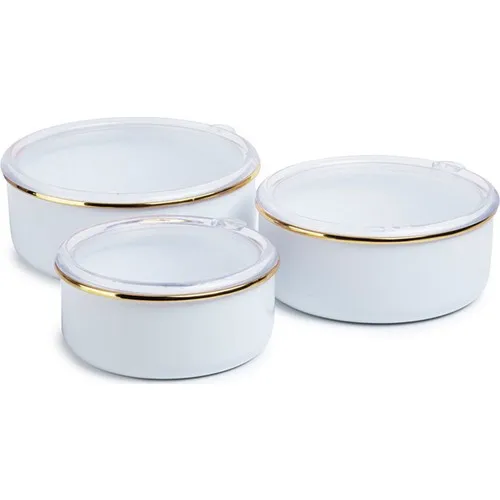 Symbol 6 Piece Enamel Storage Container White Gold