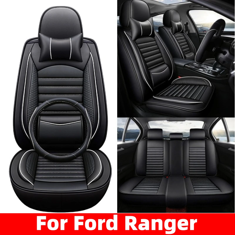 

Чехол на автомобильное сиденье Ford Ranger, водонепроницаемый, из искусственной кожи, удобный, полный комплект, 5-местный, с полной оберткой, износостойкий чехол на сиденье