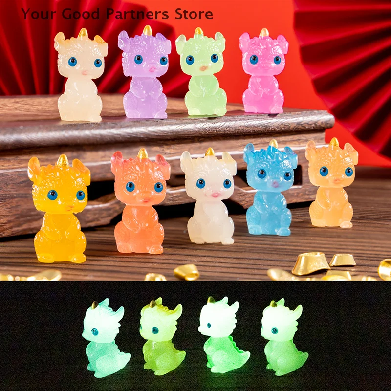 

Mini Luminous Zodiac Dragon Figurine Simulation Loong Ornament Micro Landscape Car Interior Home Desktop Decoration
