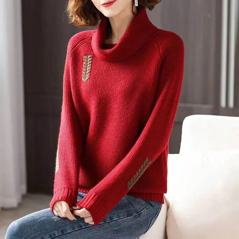 

Women's Autumn and Winter New Item with Large Neckline and High Neckline Sweater Thick and Loose Base Sweater Stylish Inner Top